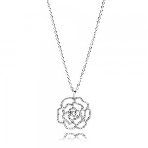 Colar Rosa cintilante Pandora - 390368CZ-90 Colar Rosa cintilante Pandora - 390368CZ-90