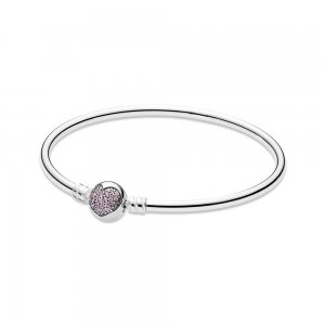 Bracelete Rígido PANDORA com zircônia cúbica Rosa - 590716PCZ Bracelete Rígido PANDORA com zircônia cúbica Rosa - 590716PCZ