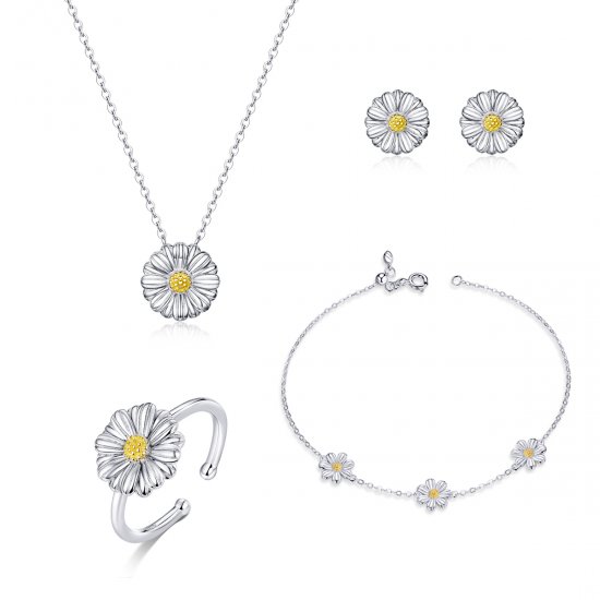 Conjunto de joias Margarida estilo Pandora - SET001  Clique na imagem para fechar