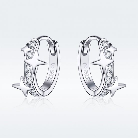 Brinco Argolas Uma estrela do desejo estilo Pandora - BSE076  Clique na imagem para fechar