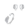 Conjunto de joias Dois tons Pluma estilo Pandora - SET012 Conjunto de joias Dois tons Pluma estilo Pandora - SET012