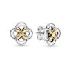 Brincos Flower, Prata e Ouro 14k Pandora - 299349C00