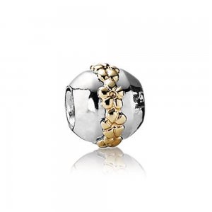 Charm PANDORA de Prata e Ouro Flor de Saturno - 790179 Charm PANDORA de Prata e Ouro Flor de Saturno - 790179