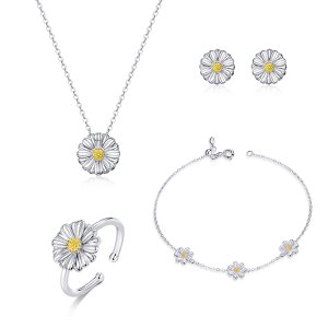 Conjunto de joias Margarida estilo Pandora - SET001 Conjunto de joias Margarida estilo Pandora - SET001