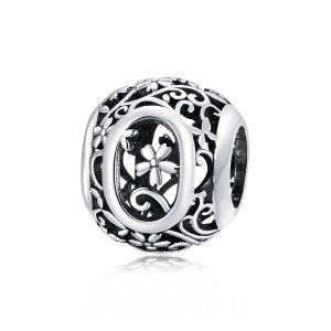 Charm Flores com orifícios, letra O estilo Pandora - SCC1444-O Charm Flores com orifícios, letra O estilo Pandora - SCC1444-O