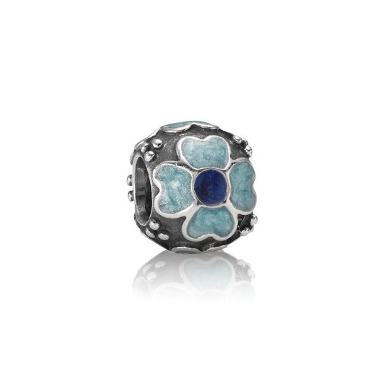 Charm PANDORA de Prata Esmaltado Flor Azul - 790433EB  Clique na imagem para fechar