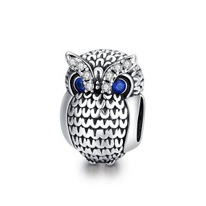 Charm Coruja Brilhante estilo Pandora - SCC1607 Charm Coruja Brilhante estilo Pandora - SCC1607