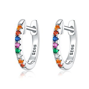 Brinco Argolas Zircão Colorido estilo Pandora - SCE721 Brinco Argolas Zircão Colorido estilo Pandora - SCE721