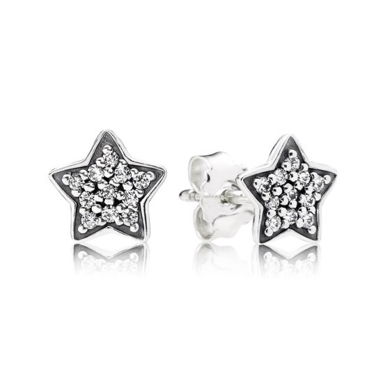 Star silver stud earring com Zircônia Cúbica - 290546CZ  Clique na imagem para fechar