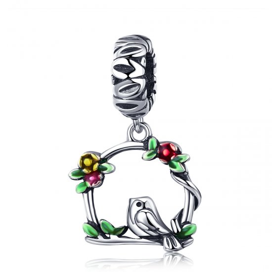 Charm Pendente Pássaro da primavera estilo Pandora - SCC645  Clique na imagem para fechar