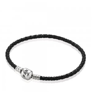 Bracelete PANDORA de Couro Trançado Preto - 590705CBK-S