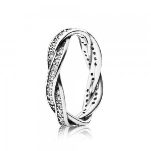 Braided pave Anel PANDORA de Prata com Zircônia Cúbica - 190892CZ