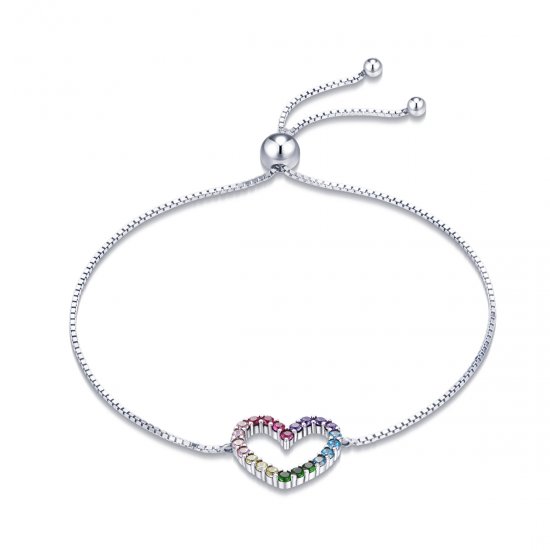 Pulseira Amor do arco-íris estilo Pandora - SCB216  Clique na imagem para fechar