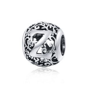 Charm Flores com orifícios, letra Z estilo Pandora - SCC1444-Z Charm Flores com orifícios, letra Z estilo Pandora - SCC1444-Z
