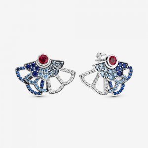 Brincos Petit Fã azul e rosa Pandora - 298195SRUMX Brincos Petit Fã azul e rosa Pandora - 298195SRUMX
