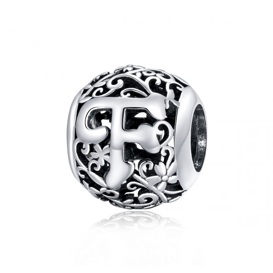 Charm Flores com orifícios, letra F estilo Pandora - SCC1444-F  Clique na imagem para fechar