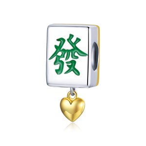 Charm Dois tons Mahjong Tiles estilo Pandora - SCC1751
