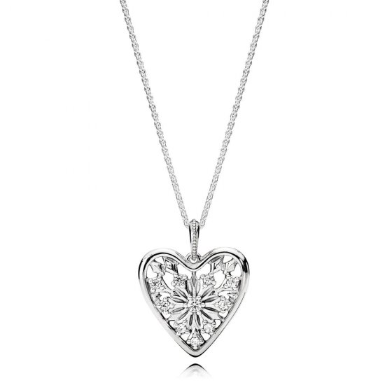 Colar PANDORA Coração de Neve - 396369CZ-80  Clique na imagem para fechar
