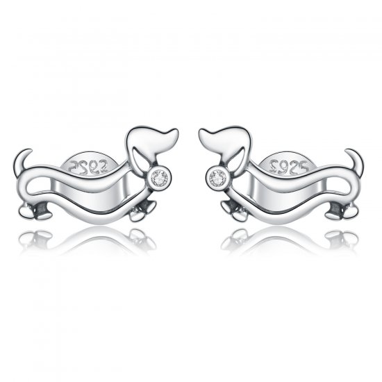 Brincos Petit Dachshund estilo Pandora - SCE952  Clique na imagem para fechar