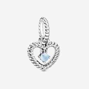 Charm Pendente Coração Esferas Azul Céu - Mês De Dezembro - 798854C07