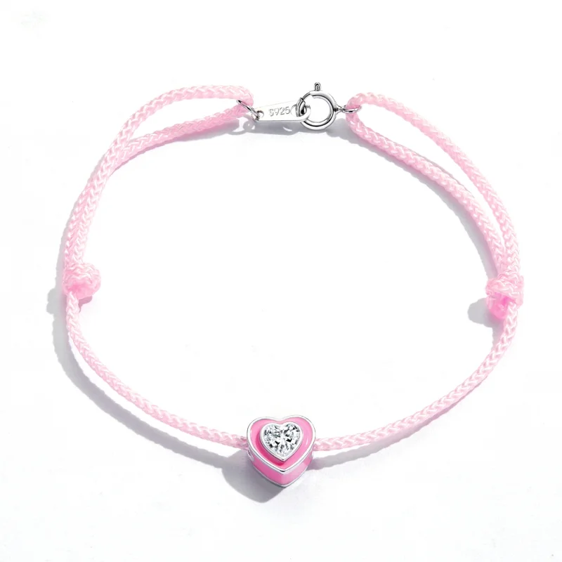 (imagem para) Pandora Style Pink Heart Anklet - SCT022 - Visualizar 2