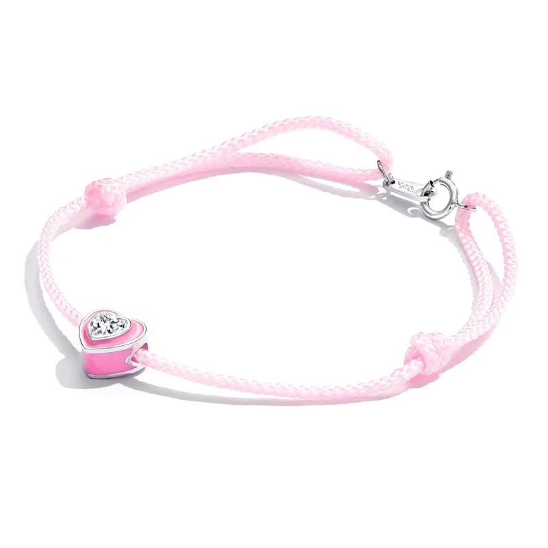 (imagem para) Pandora Style Pink Heart Anklet - SCT022 - Visualizar 3