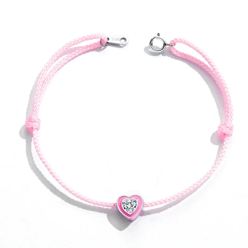 (imagem para) Pandora Style Pink Heart Anklet - SCT022 - Visualizar 4