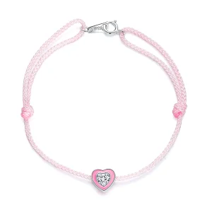 (imagem para) Pandora Style Pink Heart Anklet - SCT022