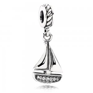 Charm PANDORA de Prata Pendente Barco Velejador - 791138CZ Charm PANDORA de Prata Pendente Barco Velejador - 791138CZ