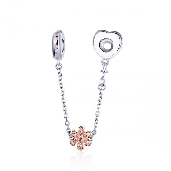 Corrente de Segurança Flor do amor estilo Pandora - SCC1113  Clique na imagem para fechar