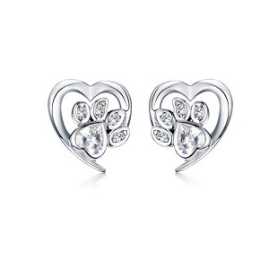 Brincos Petit Pata de cão carinhosa estilo Pandora - SCE654-WH Brincos Petit Pata de cão carinhosa estilo Pandora - SCE654-WH