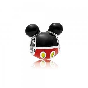 Charm Pandora de prata Ícone de silhueta de Mickey Mouse Charm Pandora de prata Ícone de silhueta de Mickey Mouse