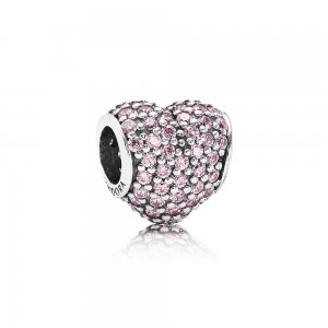 Charm PANDORA de Prata Coração e Pavê Coração Lilás - 791052PCZ
