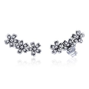 Brincos Petit Margarida Contraída estilo Pandora - SCE419 Brincos Petit Margarida Contraída estilo Pandora - SCE419