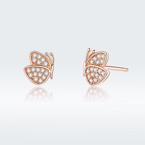 Brincos Petit Borboleta estilo Pandora Rose - SCE776  Clique na imagem para fechar