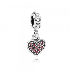 Charm PANDORA De Prata Pendente Coração De Pavê Vermelho Charm PANDORA De Prata Pendente Coração De Pavê Vermelho