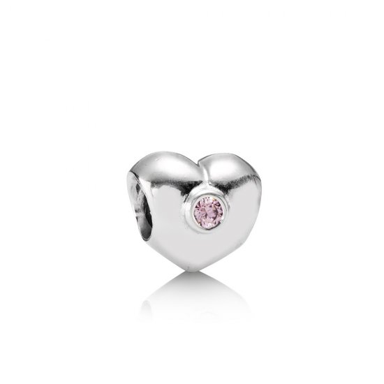 Charm PANDORA de Prata Coração com Zircônia Cúbica Rosa - 790134PCZ  Clique na imagem para fechar