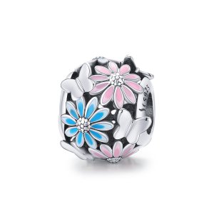 Charm Margaridas brilhantes estilo Pandora - SCC1837 Charm Margaridas brilhantes estilo Pandora - SCC1837
