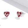 Brincos Petit Anjo de branco Love Heartbeat estilo Pandora - SCE968