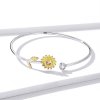 Bracelete Rigido Aberto Dois tons Margarida Fresca estilo Pandora - BSB045