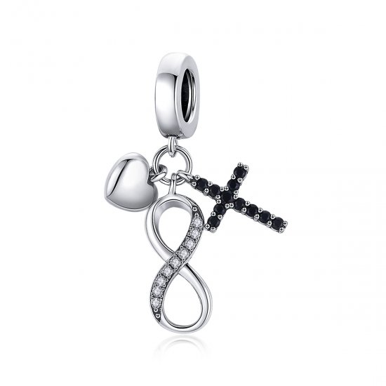 Charm Pendente Cruz e Coração Infinito estilo Pandora - SCC1713  Clique na imagem para fechar