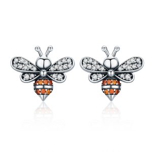 Brincos Petit História de Bee estilo Pandora - SCE344 Brincos Petit História de Bee estilo Pandora - SCE344