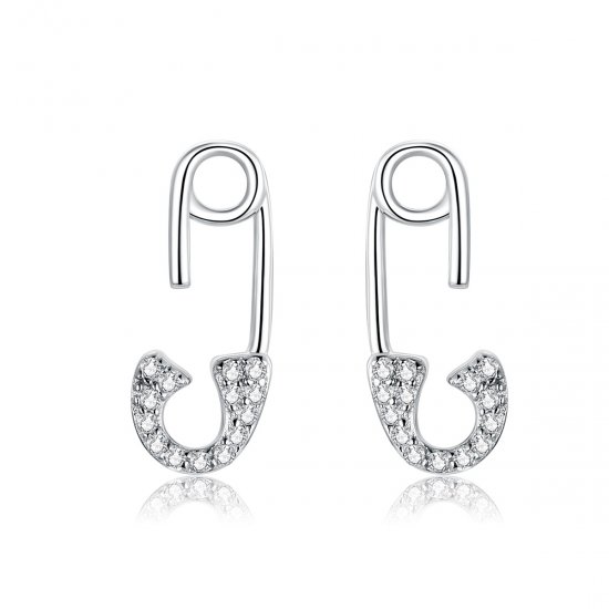 Brincos Petit Pino de segurança do amor estilo Pandora - BSE284  Clique na imagem para fechar
