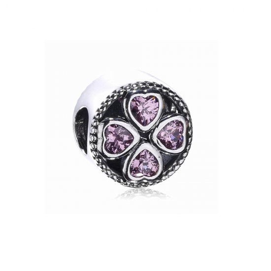 Charm berloques Pandora de prata Trevo de Corações  Clique na imagem para fechar