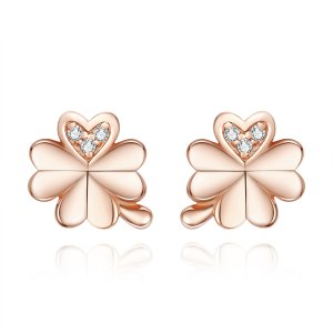 Brincos Petit Trevo estilo Pandora Rose - BSE233