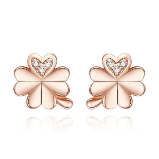 Brincos Petit Trevo estilo Pandora Rose - BSE233  Clique na imagem para fechar