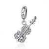 Charm Pendente Violino Pavé estilo Pandora - SCC1078 Charm Pendente Violino Pavé estilo Pandora - SCC1078