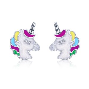 Brincos Petit Memória de Unicórnio estilo Pandora - SCE393 Brincos Petit Memória de Unicórnio estilo Pandora - SCE393