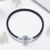 Bracelete Couro gato sortudo estilo Pandora - SCB113