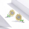 Brincos Petit Dois tons Girassol estilo Pandora - SCE919